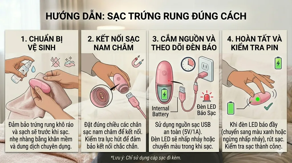 cách sạc đúng trứng rung