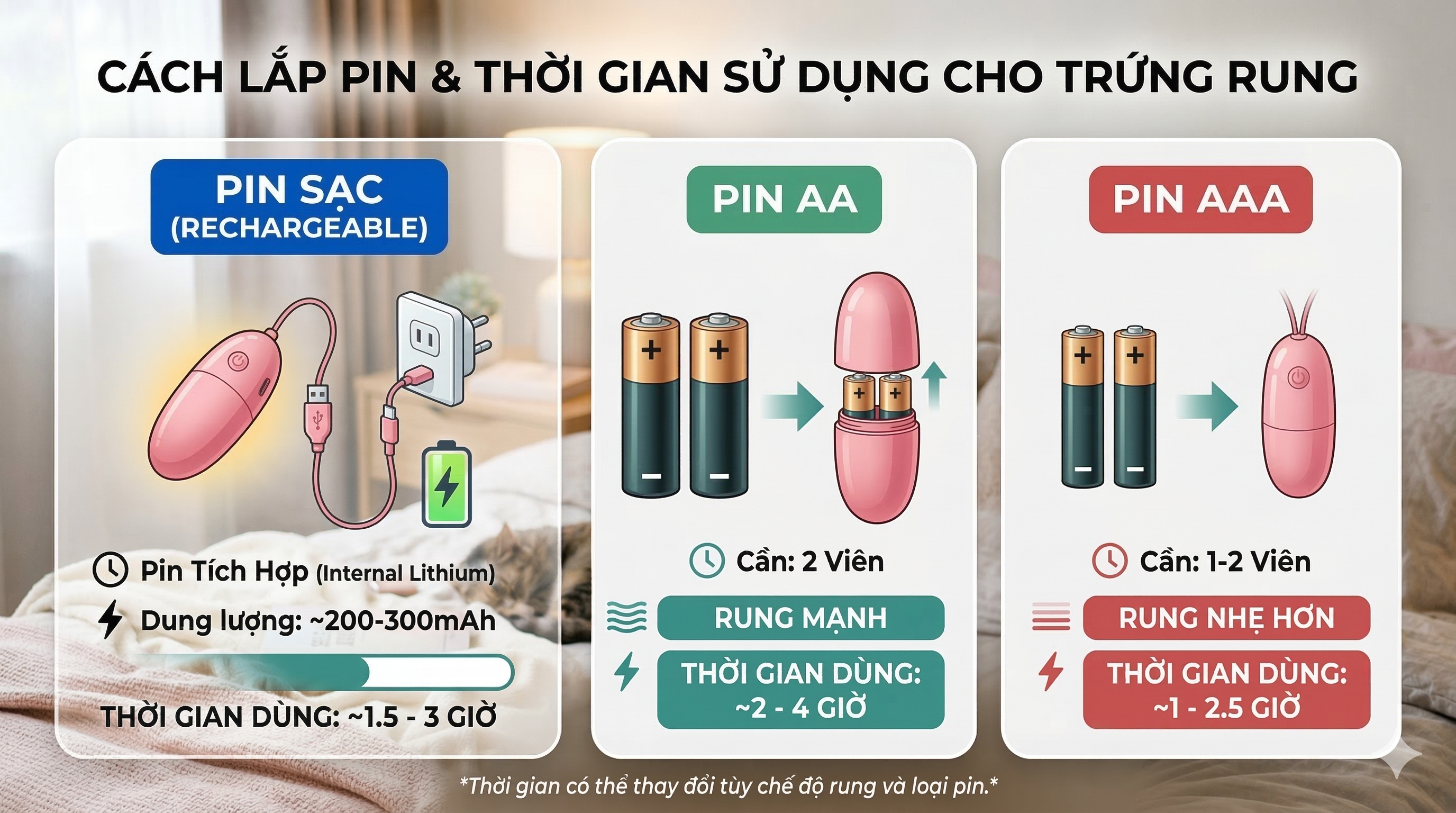 Pin trứng rung