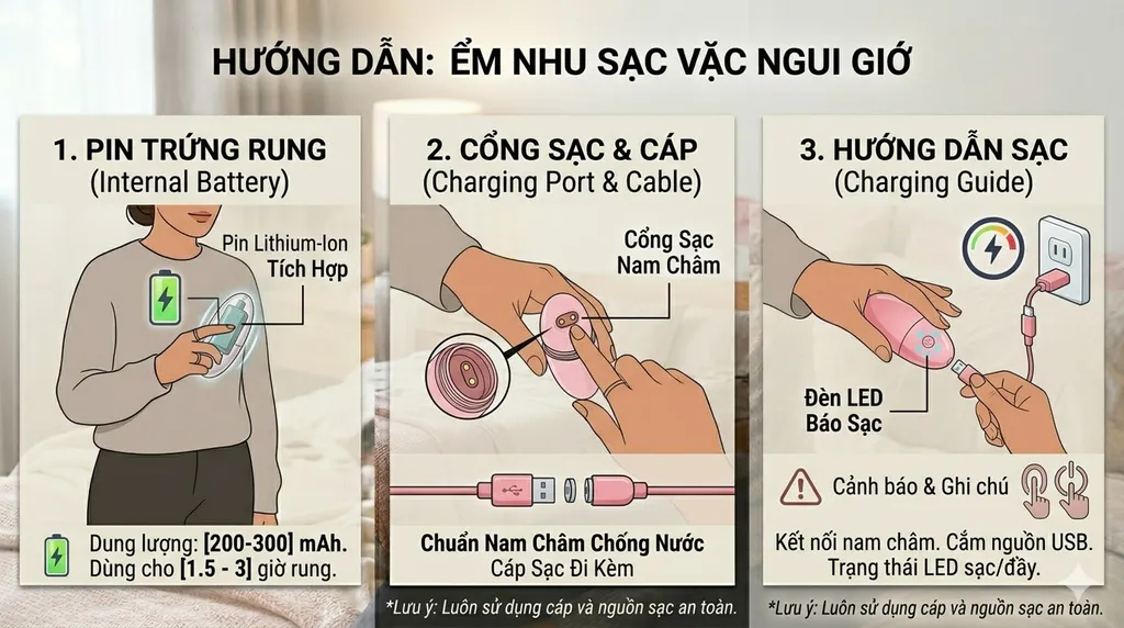 pin trứng rung và cổng sạc
