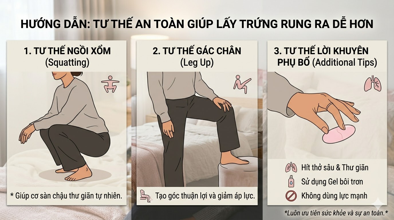 tư thế an to&agrave;n gi&uacute;p lấy trứng rung ra dễ hơn